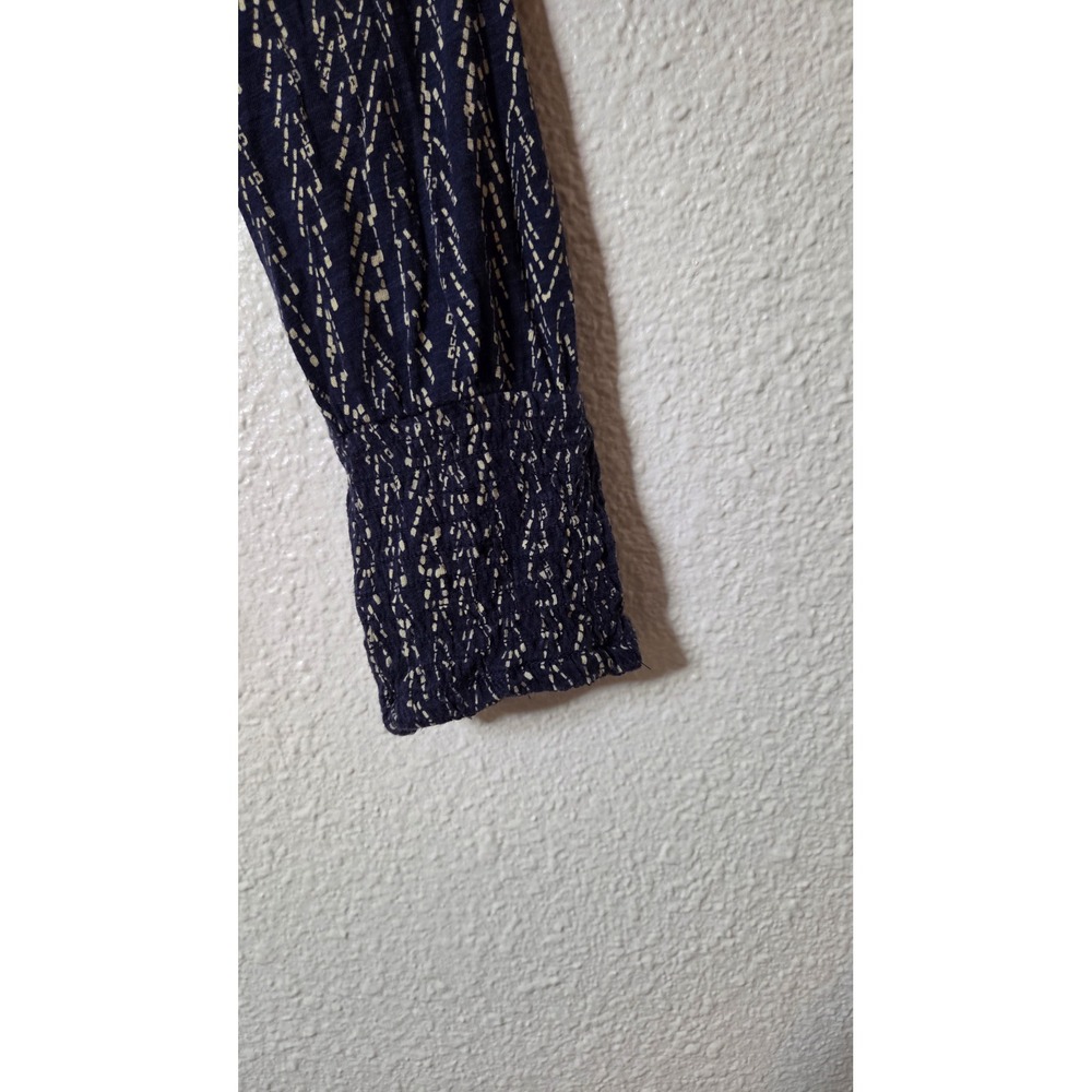 Boho Peasant Blouse Medium Smocked Sleeve Indie Festival Western Boho Top - Picture 3 of 6